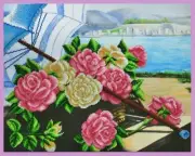 Bead embroidery kit Roses on the shore hand embroidery needlework kit