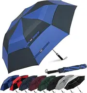 G4Free 62inch Portable Golf Umbrella Automatic Open Large Oversize Vented Double Canopy Windproof Waterproof Sport Umbrellas(Blue/Navy)