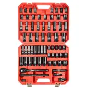 66Pcs 1/2 Drive Deep Impact Socket Set SAE 3/8-1-1/4 Metric 8-24mm Size with Dri