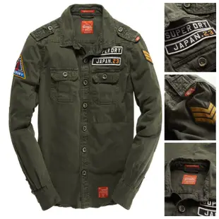 英國 極度乾燥 Superdry DELTA shirt 重磅 外套 襯衫 軍綠 臂章 軍裝 復古 現貨M A&F 合身版型