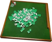 JWQFBC Classic Tile Games, Portable Mahjong Game Set, Chinese Version Game and Dice Tile Rules 144 Mahjong Tiles, for Game, Green