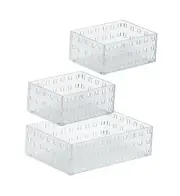 Stackable Bins - Storage for Kitchen Gadgets, Makeup & Office - 2 Small & 1