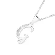 Silver Cz 'g' Initial Pendant in Clear