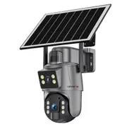 2.4GWifi security Camera Solar Panel Dual View Human Detection Two-Way Voice Red Blue Light Alarm Full Color Night Vision 360 Rotation APP Remote