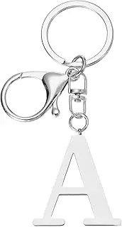 uxcell Initial Letter Key Chain, Letter A-Z Keychain Initials Keyring Cute Metal Alphabet Keyrings for Keys Handbag Backpack, Silver (A)