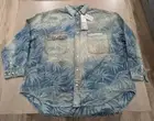 $925 Mens PALM ANGELS Jungle Leaf Print Denim Shirt Jacket Medium