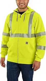 [Carhartt] Men's Flame Resistant High-Visibility Force Loose Fit Midweight Full-Zip Class 3 Sweatshirt