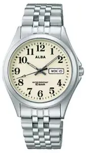 SEIKO ALBA AQGK470 Cream quartz analog Men's Watch New in Box