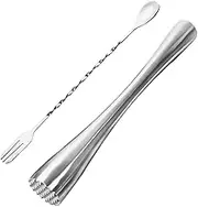 SECFOU 1 Set Stainless Steel Ice Hammer Set Cocktail Muddler Mixing Spoon for Crushing and Ice Grinding Essential Bar Tool for Home Bartenders