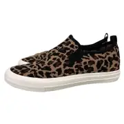 Gypsy Jazz So Fly Knit Leopard Sneakers Slip On Platform Black Brown Womens 10