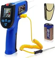 Infrared Thermometer with K thermocouple Probe, Temperature Gun Non-Contact, IR Thermometer Dual Laser -50℃~550℃(-58℉~1022℉), Humidity NCV Detector, for Cooking Pizza Oven BBQ Car