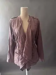 NWT Knox Rose Womens Jacket Tie Front Long Sleeve Pockets Waterfall Cardigan SM