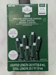 100 Pro Decorator Series COOL WHITE Micro LED String Lights 29.7 Ft Holiday Time