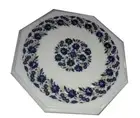 12” Marble corner table Top handmade inlay semi precious stones work table