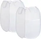 Collapsible Mesh Laundry Basket，Pop Up Hamper-Easy Large, 2 white