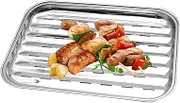 Grill Topper Grid, Barbecue Oven Grill Trays, Non-Stick Grill Topper Grid | Stainless Steel Rectangular Veggie Grill Topper, Reusable Outdoor BBQ Grill Pan for Meats Vegetables 13.5x9.57x0.94 Inches