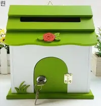 在飛比找Yahoo奇摩拍賣-7-11運費0元優惠優惠-韓國製 限量品 歐式 可愛屋型信箱 木製 小木屋壁掛式郵筒 