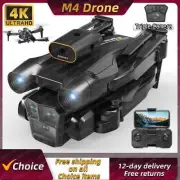 New M4 RC Drone 4K Professinal with Wide Angle Triple HD Camera Foldable RC Heli