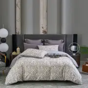 CottonMore 100% Cotton Cut Flower Craft Floral Patchwork Grey Quilt Doona Duvet Cover Set - Double