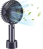 Portable Handheld Fan, Mini Desk fan, SZMDLX, USB Rechargeable 3 Speed Mini Handheld Fan with Base, Suitable for Home, Travel, Office (Blue)