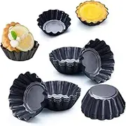 12PCS Egg Tart Mold Set, Bake Perfect Tarts & Muffins Easily, Carbon Steel Baking Tool for Cupcakes, Cakes Size 2.6 x 0.9inch Cups, Get Creative in The Kitchen