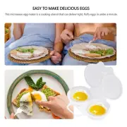2 Pcs Double Cup Egg Cooker Maker, 2 Cavity Nonstick Poached Egg Maker With Lid