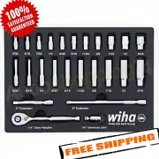 Wiha 25 Piece 1/4" Drive Professional Standard and Deep Socket Tray Set - SAE