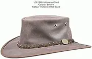 [Barmah] Men's Foldaway Oiled Cattle Hide Leather Outback Waterproof UPF50+ Cowboy Hat