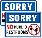 2PCS No Public Restroom Signs for Business, Self Adhesive Weatherproof Vinyl Sorry No Public Bathroom Sign Sticker for Office Home Window Door