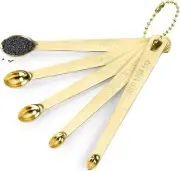 5Pc Mini Gold Measuring Spoons Teaspoon Measure Spoon for Dry Liquid Ingredients