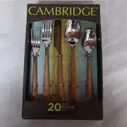 Cambridge Esben Beachwood Flatware Set 20 Piece New In Box Forks Spoons Knives