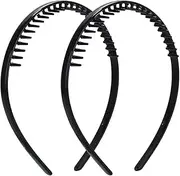 2Pcs Headband Mens Hair Bands for Men Women,Mens Hair Band Sports Non-Slip Sports Fashion Headband with Comb Shark Tooth Grip Hair Band for Daily Wear Weddings or Washing Face