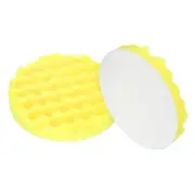2pcs Buffing Sponge Pads 7" Polishing Wheel Waffle Finishing Grip Pad, Yellow