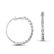 1 CT. T.W. Diamond Hoop Earrings in 14K White Gold