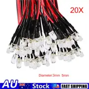 20PCS Light Emitting Diodes Bulb Pre Wired LED DC 12V 3mm 5mm Cable Line Durable
