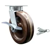 8 Inch KP High Temp Phenolic Swivel Caster w/Bronze Bearing and Brake/Swivel Lck