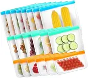 20 Packs Reusable Food Storage Bags, Stand Up Large Capacity Ziplock Freezer Bags, Food Storage Tools Containers for Fridge Organization