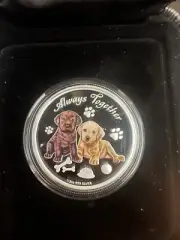 2016 50c Tuvalu Always Together Puppies 1/2oz Silver Proof Coin