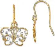 [JewelryWeb] Butterfly Angel Wings Wire Earrings With White Sparkle Cut Accents 8.6x12.8mm Wide Stud Earring for Women