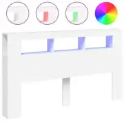 LED Lights Cabinet Wooden Bed Frame Head Storage Shelf Bedhead 180cm