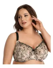 [Nessa] Tatuaz Unlined Embroidered Large Cup Wired Bra in Black