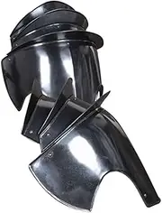 MEDIEVAL CRAFT Seraphim Darkened Steel Spaulders Shoulder Guard LARP Costume, Black, Medium