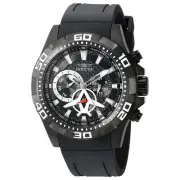 Invicta Men's Watch Aviator Black and Silver Tone Dial Black Rubber Strap 21741