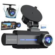 Dash Cam Front and Rear, 2.5K+1440P Triple Car Camera with 32GB Card, 3 Blue