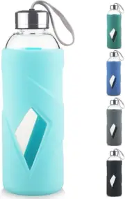 32Oz Borosilicate Glass Water Bottle BPA Free Reusable Glass Drinking Bottle wit
