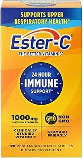 Vitamin C 1000 mg Coated Tablets, 120 Count, Immune System Booster, Stomach-Friendly Supplement, Gluten-Free