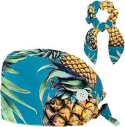 [YTYVAGT] Scrub Caps Women,Scrub Hats Suitable for Women,Tropical Pineapples Green Fruit