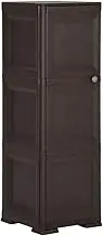 Plastic Cabinet 40x43x125 cm Wood Design Brown,Amply Storage Cabinet Home Office Storage Organiser with 30KG Load Capacity Brown Plastic Living Room Furniture