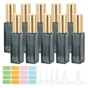 10 Pcs 10ml Travel Perfume Bottle with 6 Pcs Refill Tool, Labels, Blue/Gold