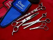 9.5" Pet Grooming Scissors,7.5 Thinning,8.5"DOWNWARD Curved+Small Safety Scissor